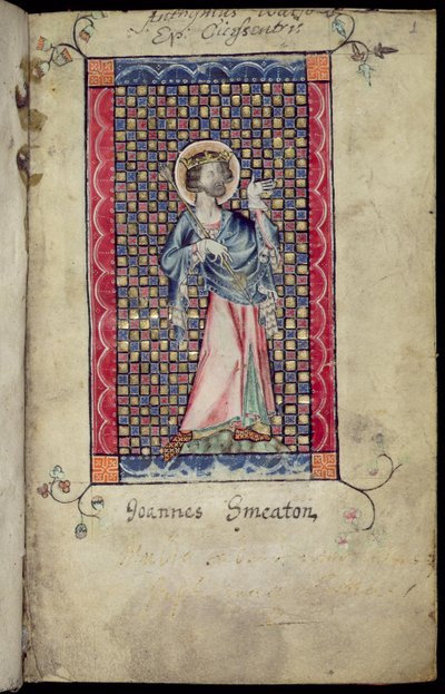 Ms 1-2005，f.1r：St. Edmund，来自Macclesfield Psalter的缩影，使用Sarum，East Anglia，c.1330 作者 英语学校