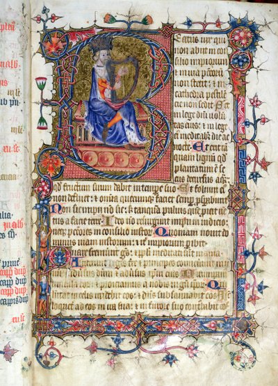 26岁女士。诗篇1，大卫哈平，来自Ramsey Abbey Psalter，c.1380 作者 英语学校