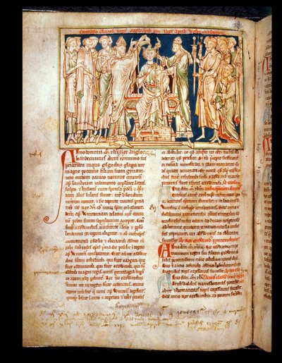 6712女士（A.6.89）fol.115v忏悔者爱德华（1004-66）缩略自Flores Historiarum，作者：Matthew Paris，1250-52 作者 英语学校