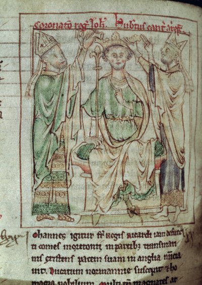 6712女士（A.6.89）fol.144v约翰国王（1167年至1216年），微型从历史的马修巴黎，1250年至1252年的花 作者 英语学校