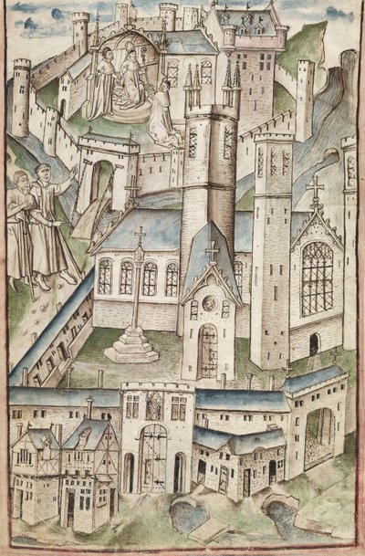 New Coll 288，f4v。 （Chaundler手稿），Thomas Chaundler的Wykeham威廉的生活（牛皮纸上的墨水和墨水） 作者 英语学校