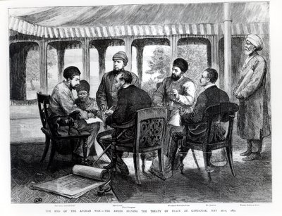 Muhammad Yaqub Khan（1849-1923）于1879年5月26日在Gundamak签署和平条约 作者 英语学校