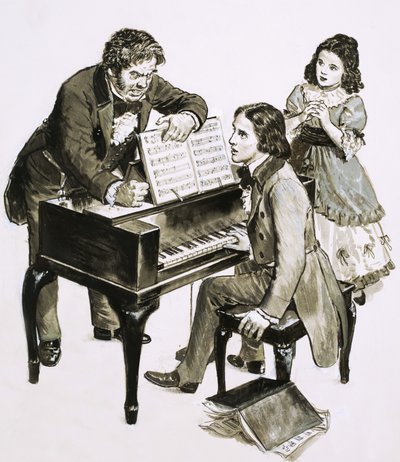 音乐老师弗里德里希·维克（Friedrich Wieck）向罗伯特·舒曼（Robert Schumann）大喊大叫，而他的女儿克拉拉·维克（Clara Wieck 作者 英语学校