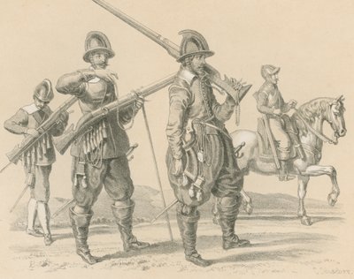火枪手或Fusiliers和骑兵，大约1650年 作者 英语学校