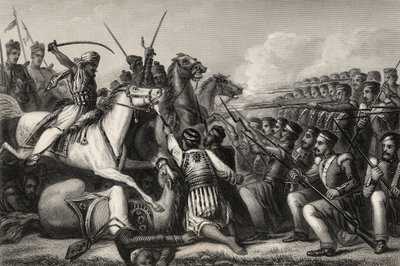 1857年，在1858年出版的“印度叛变的历史”中，突变者骑兵在Cawnpore战役中攻击了一个步兵广场 作者 English School