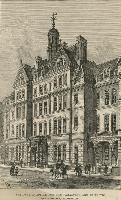 瘫痪和癫痫国家医院，皇后广场，布卢姆斯伯里 作者 英语学校