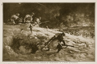 1914-19，高地人在白雪皑皑的战场上采用的自然保护色彩 作者 英语学校
