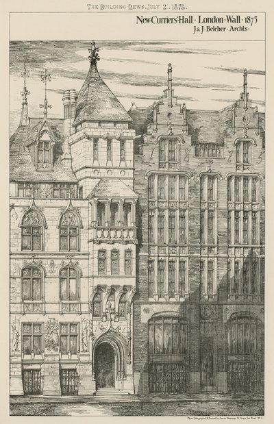 新的Curriers Hall，伦敦墙 作者 英语学校