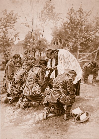 1914年至1919年，新西兰陆军牧师在战斗前向士兵施行圣餐 作者 英语学校