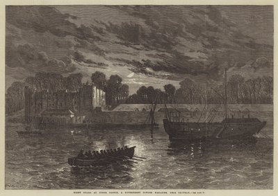 查塔姆附近政府火药杂志 Upnor Castle 的夜间守卫（雕刻） 作者 英语学校