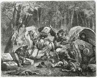 贵族掠夺旅行商人，1882年 作者 英语学校