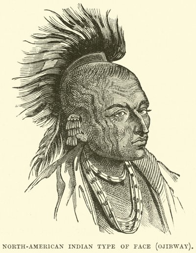 北美印第安人的脸，Ojibway 作者 英语学校