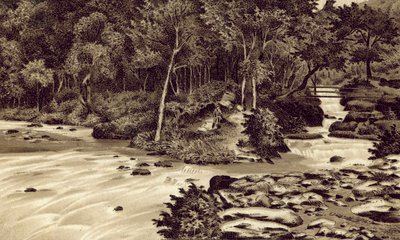 北德文郡："The Watersmeet"，林茅斯（石版画） 作者 英语学校