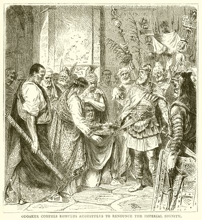 Odoaker迫使Romulus Augustulus放弃帝国的尊严 作者 英语学校
