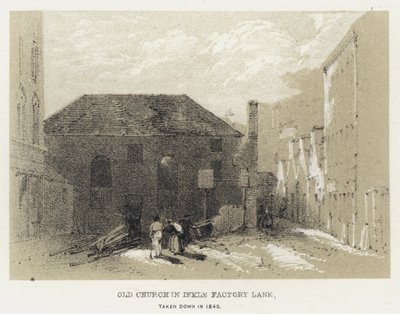 墨厂巷的老教堂，1845年被拆除（雕刻）。 作者 英语学校