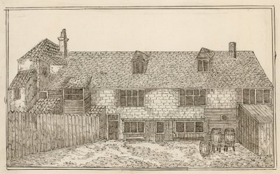 Old Pied Bull，伊斯灵顿（后方）（墨水在纸上） 作者 英语学校