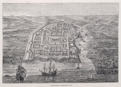 德雷克探险时的旧圣多明各市，来自Samuel Hazard，酒吧的“Santo Domingo过去和现在”。 1873年 作者 英语学校