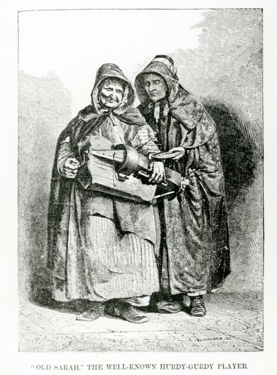 老萨拉着名的Hurdy-Gurdy球员，1840年 作者 英语学校