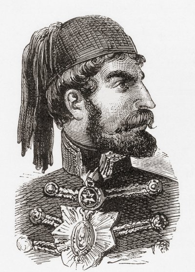 奥马尔-帕沙-拉塔斯，摘自沃德和洛克的《世界历史插图》，约 1882 年出版。 作者 English School