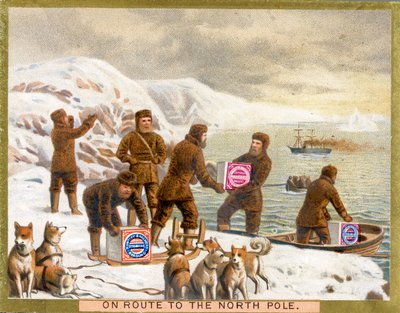 在通往北极的路线上，这是一张1890年的Huntley＆Palmers饼干促销卡 作者 英语学校
