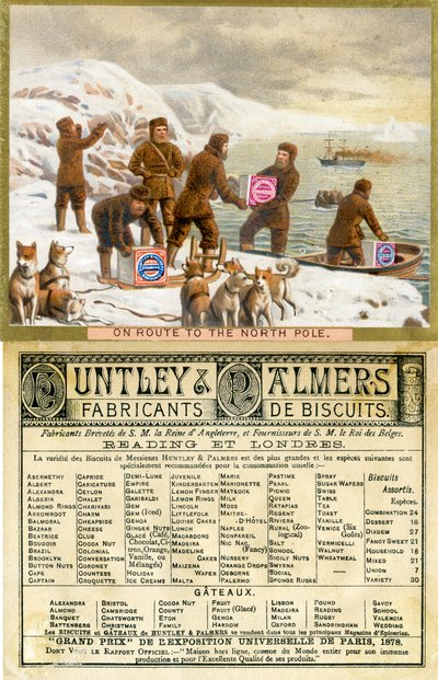 1890年为法国市场生产的Huntley＆Palmers Biscuits促销卡的前往北极的路线 作者 英语学校