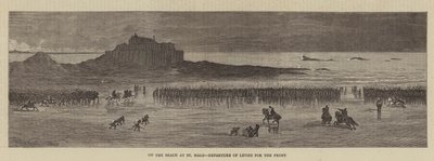 在圣马洛的海滩上，前线征兵的出发（版画） 作者 英语学校