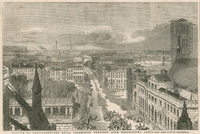 议会开幕 - 皇家游行从威斯敏斯特大教堂勾勒出来 作者 英语学校