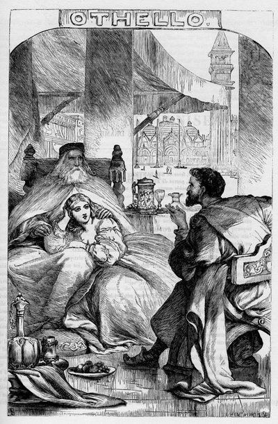威尼斯的摩尔人奥赛罗--《威廉-莎士比亚全集》中的插图，1866年--该版本的插图和一般形式借用了伦敦出版的卡塞尔《莎士比亚插图》。 作者 英语学校