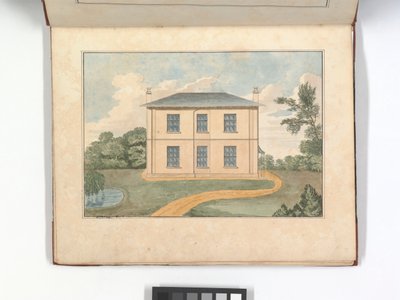 布雷的别墅和村庄设计》的页面，约1825年（彩色雕刻）。 作者 英语学校