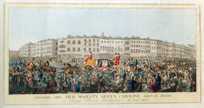 全景。 1820年11月20日，卡罗琳女王陛下前往圣保罗大教堂，酒吧。 1821年（纸上的aquatint） 作者 英语学校