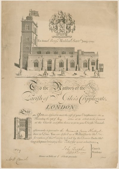 St Giless Cripplegate的教区，敲打界限，邀请，1860年 作者 英语学校