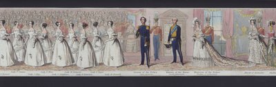 维多利亚女王结婚全景的一部分，约 1840 年（手绘水彩） 作者 英语学校