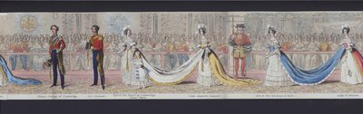 维多利亚女王大婚全景的一部分，约 1840 年（手绘水彩） 作者 英语学校