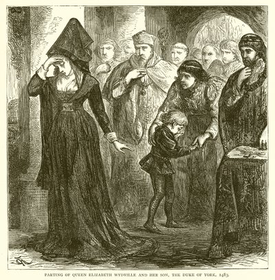 女王伊丽莎白维德维尔和她的儿子，约克公爵分开，1483年 作者 English School