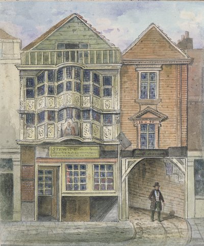 Paul Pindar的房子，Bishopsgate（手工彩色雕刻） 作者 英语学校
