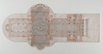 圣保罗大教堂的摊铺计划，执行时，c.1710（纸笔上的水墨画） 作者 英语学校