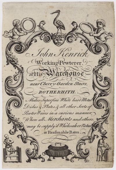 Pewterer，John Kenrick，交易卡 作者 英语学校