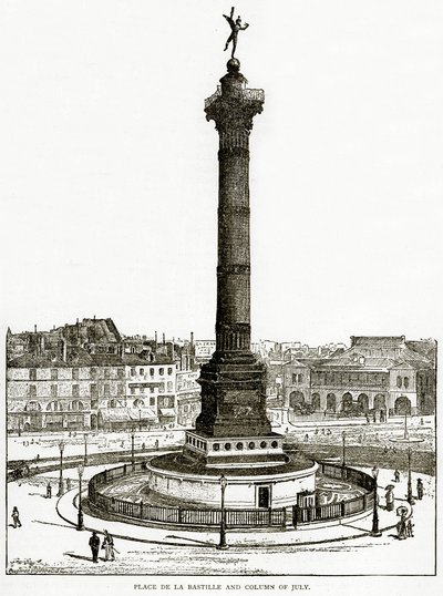 巴士底广场和七月的柱子，来自旧巴黎和新巴黎的插图，由H. Sutherland Edwards，1893年制作 作者 英语学校