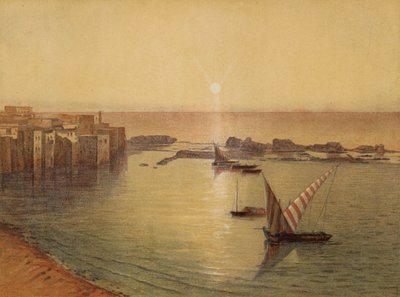 圣经》中提到的地方西顿，南边和古代海港（chromolitho） 作者 英语学校