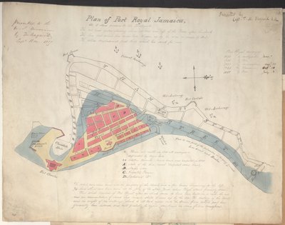 牙买加皇家港地震前的平面图 作者 英语学校