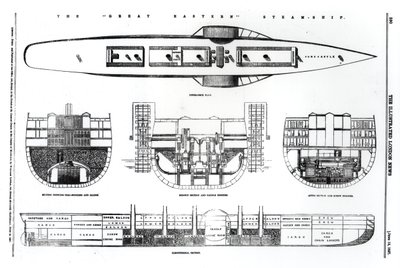 1857年大东方轮船的计划和横断面 作者 英语学校
