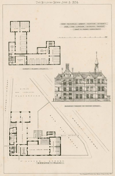 计划新学校，大亨特街学校，旧肯特路 作者 英语学校