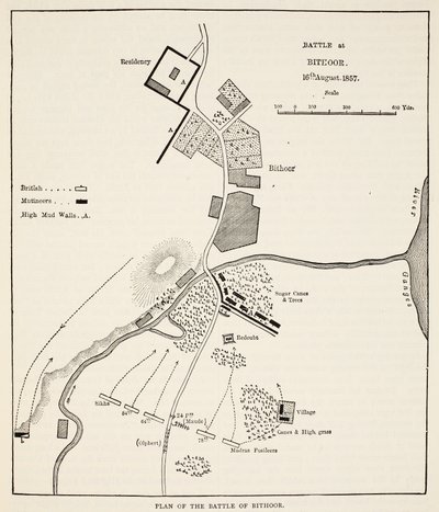 1857年8月16日，来自卡塞尔斯画报英国历史的比索尔战役计划 作者 英语学校