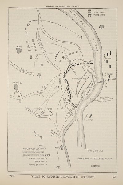 Sobraon战役的计划，1846年第10届Februaury，插图来自卡塞尔斯的英国历史 作者 英语学校