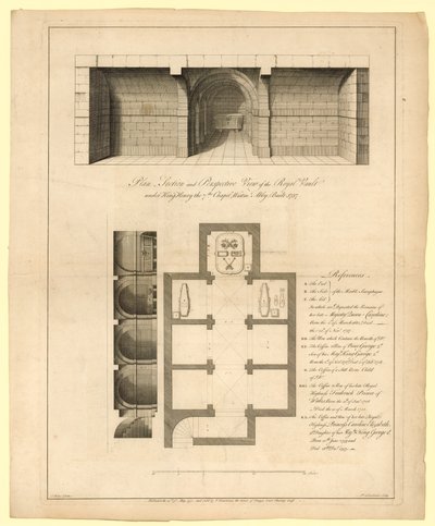皇家穹顶的计划在亨利七世国王教堂，威斯敏斯特教堂，建于1737年 作者 英语学校