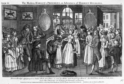 1780年出版的“现代妓女的进步，或Harriet Heedless历险记”中的板块1 作者 英语学校