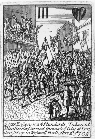 1705年1月3日，在布伦海姆拍摄的系统和标准的扑克牌，通过伦敦金融城 作者 英语学校
