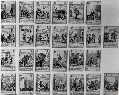 1688年至1889年的光荣革命中的扑克牌，c.1689 作者 英语学校