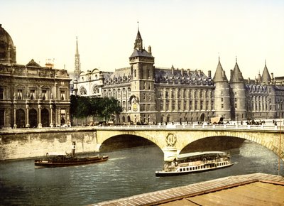 Pont au Change and Courthouse，巴黎（手工彩色照片） 作者 英语学校