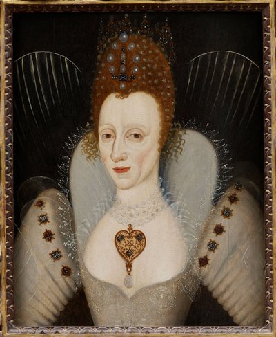 《英国女王伊丽莎白·伊尔的肖像》（Portrait of the Queen Elizabeth I (1533-1603)） 1600 年左右的匿名画作 私人收藏 作者 英语学校